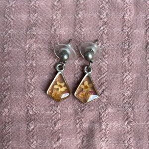 Vintage Sterling Silver Pressed Flower Post Earrings